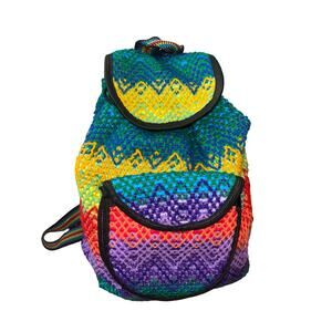 MMM Artisans Knit Backpack — Rainbow Zigzag, 10x10x16